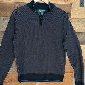 Brooks Brothers Black and Gray Zip-Up Sweater